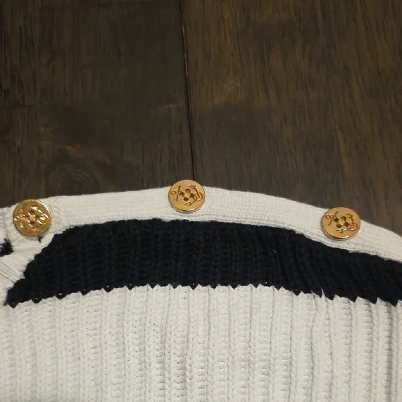 Ralph Lauren Black and White Striped Crewneck Sweater - Picture 3 of 4